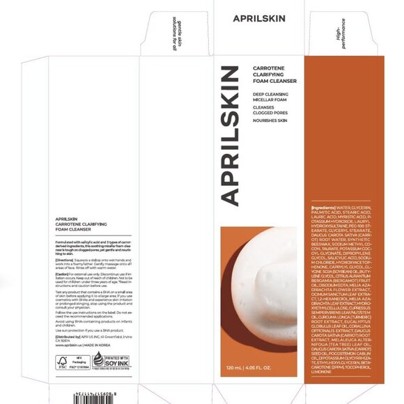 Aprilskin Carrotene Clarifying Foam Cleanser-Vegan,Cruelty Free! Korean Skincare - Picture 5 of 6